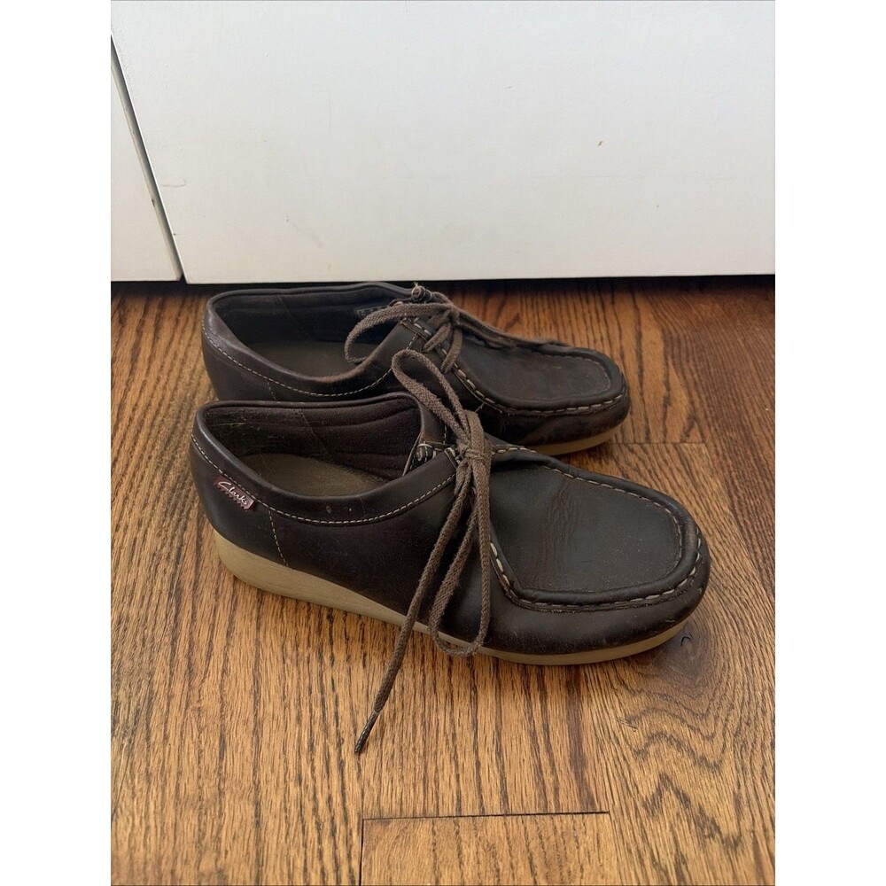 Clarks Collection Wallabee Lace-Up Brown Leather Women's Shoes Size 7